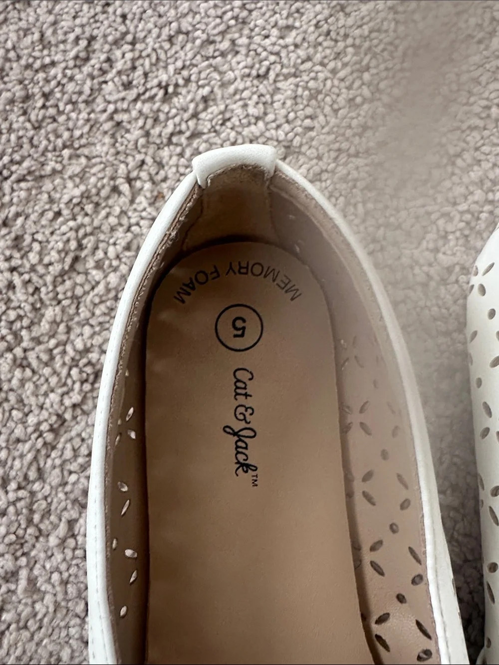 Cat & Jack White Laser-Cut Bow Ballet Flats